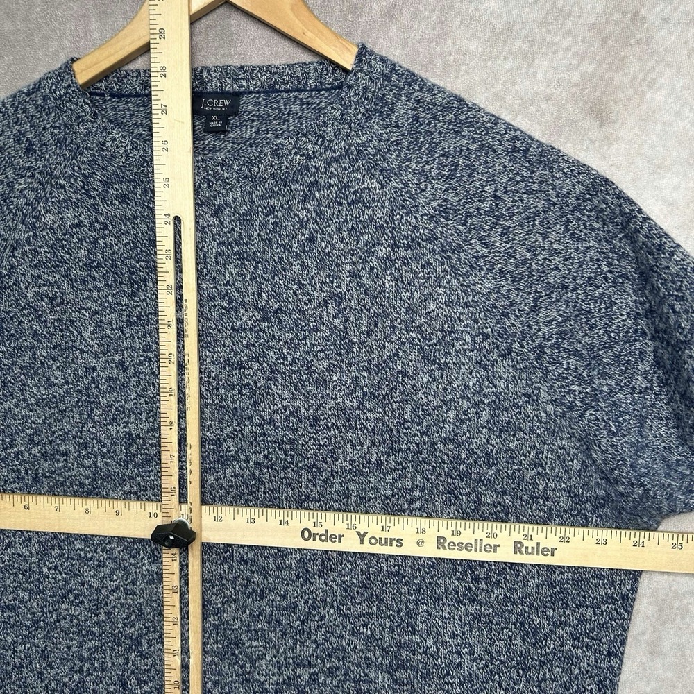 J Crew 100% Lambswool Wool Sweater Marled Blue Knit Crewneck Men's XL Preppy - Picture 3 of 6
